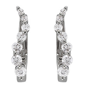 14K White Gold Diamond Journey Earrings