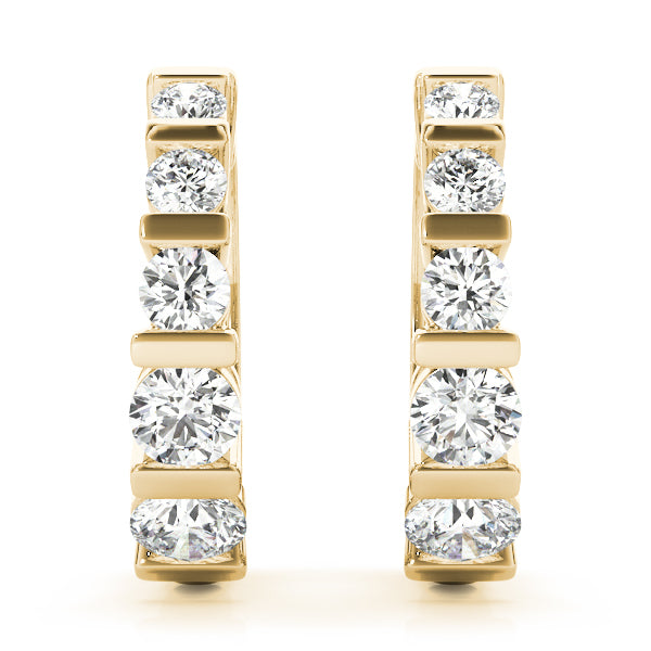 14K Yellow Gold Round Diamond Fashion Earrings