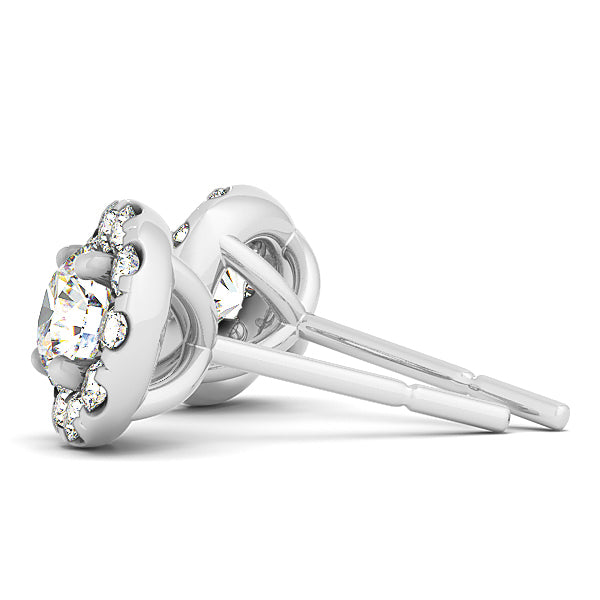 Platinum 1.25 ctw Round Diamond Halo Earrings