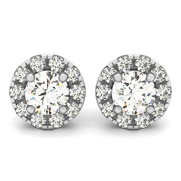 Platinum 1.25 ctw Round Diamond Halo Earrings