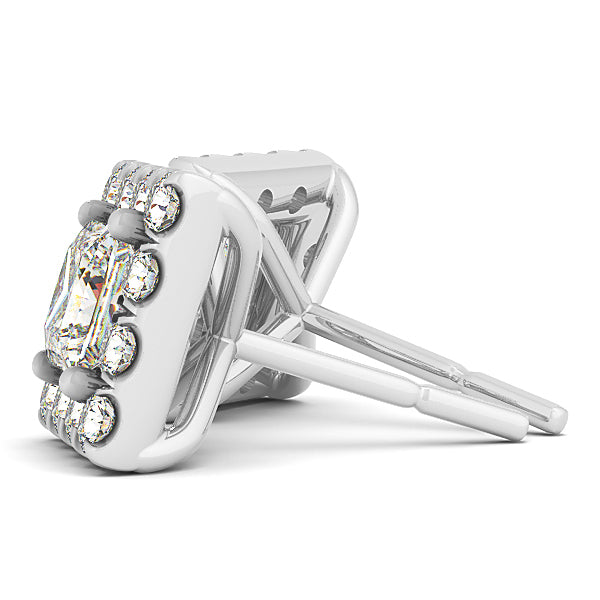 18K White Gold 1 ct Diamond Halo Stud Earrings