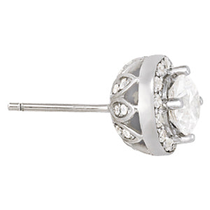 18K White Gold Round Diamond Halo Earrings