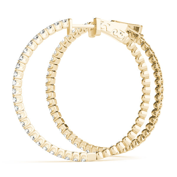 14K Yellow Gold Diamond Inside Out Hoop Earrings