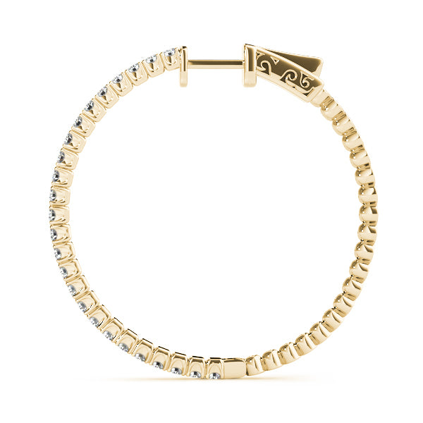 14K Yellow Gold Diamond Inside Out Hoop Earrings