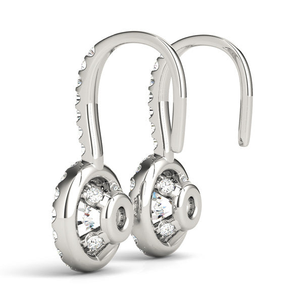 Platinum White Round Diamond Halo Earrings