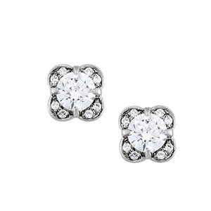 Round Diamond Halo Stud Earrings