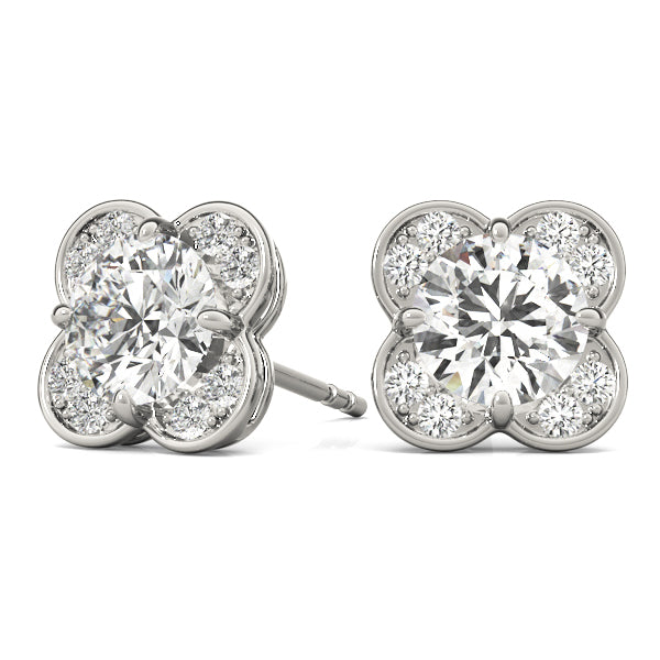 18K White Gold 1/2 ct Diamond Halo Stud Earrings
