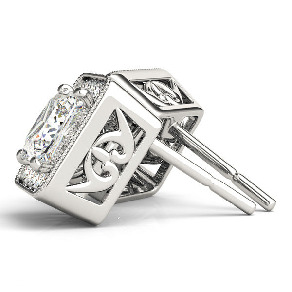 Round Diamond Halo Stud Earrings