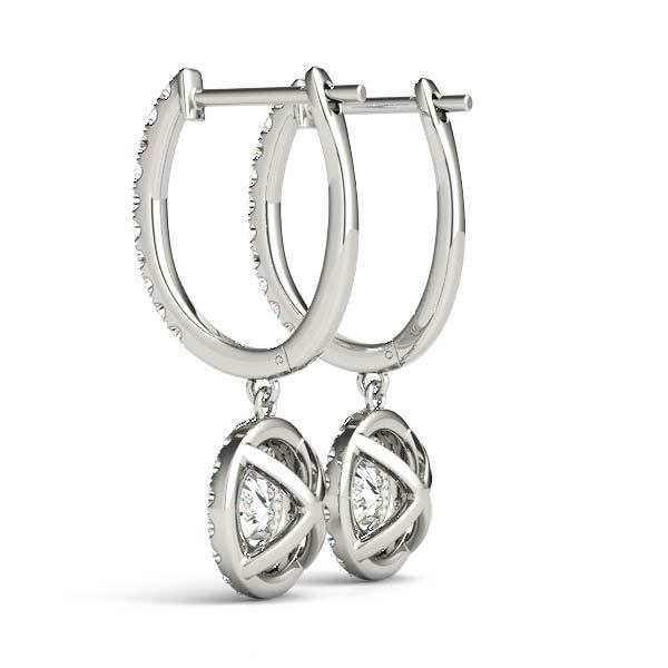 Platinum White Round Diamond Halo Earrings