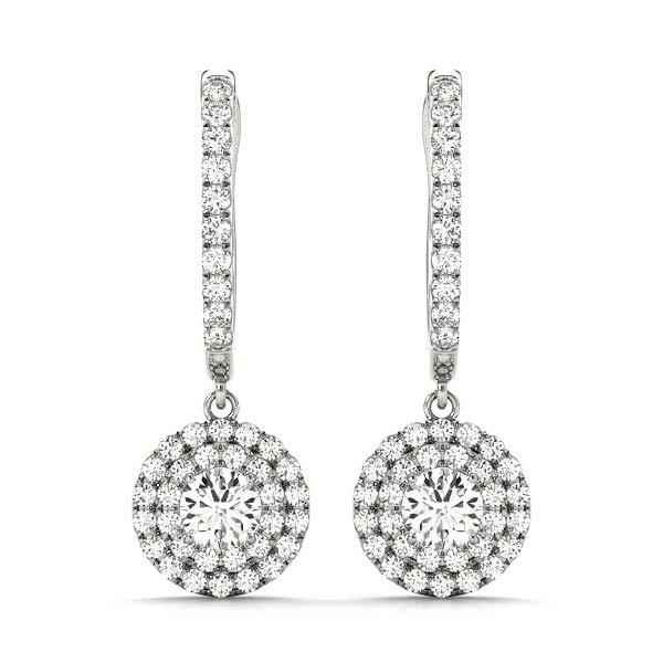 18K White Gold 1.33ctw Round Diamond Halo Earrings
