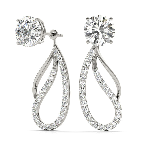 Platinum White Diamond Fashion Earring Jackets