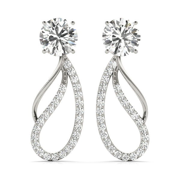 14K White Gold Round Diamond Fashion Earrings