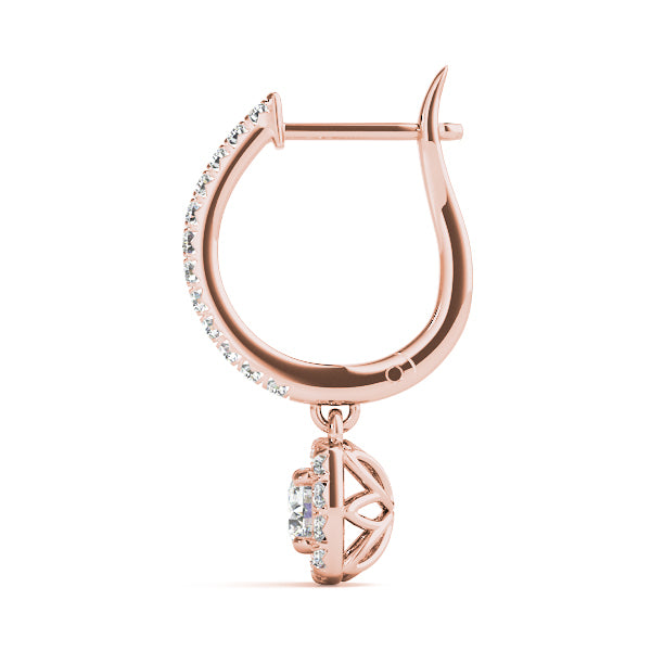 18K Rose Gold 1 ct Diamond Halo Stud Earrings