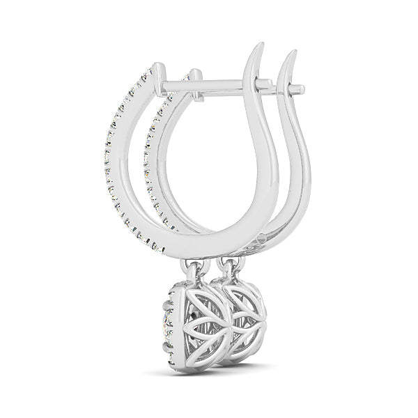 14K White Gold Round Diamond Halo Earrings
