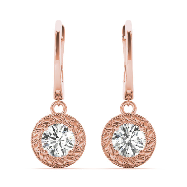 14K Rose Gold 1/2 CT Round Diamond Stud Earrings