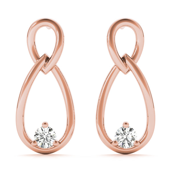 14K Rose Gold Diamond Solitaire Stud Earrings