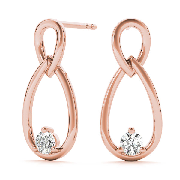 14K Rose Gold Diamond Solitaire Stud Earrings