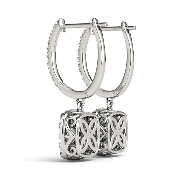 18K White Gold Round Diamond Halo Earring Set