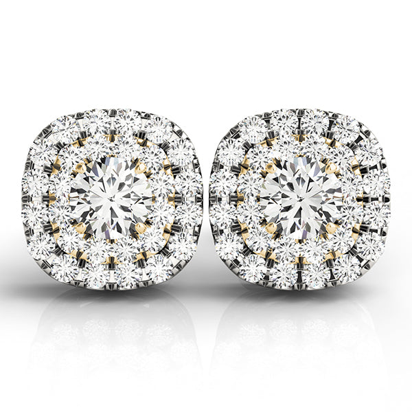14K Yellow Gold Diamond Halo Stud Earrings