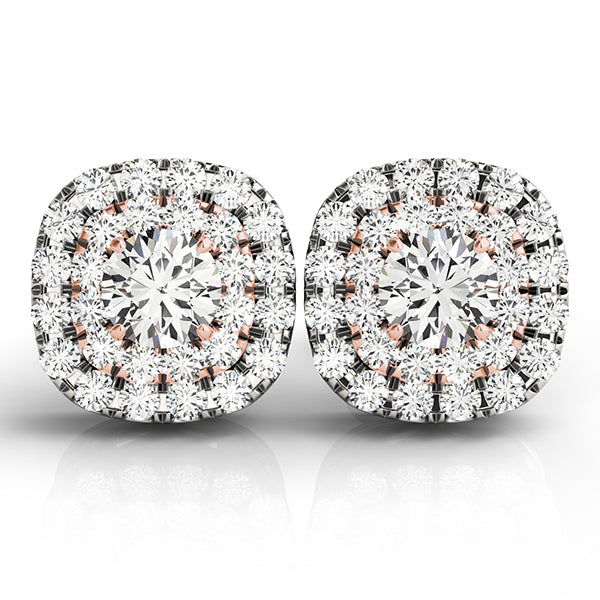 Multi-Diamond Round Halo Earrings