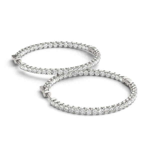 18K White Gold Diamond Inside Out Hoop Earrings