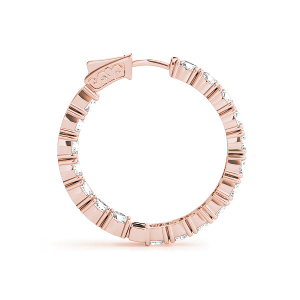14K Rose Gold Diamond Inside Out Hoop Earrings