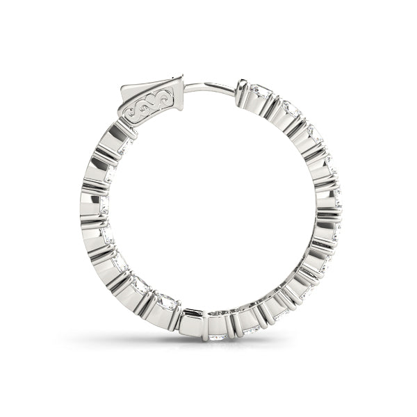 14K White Gold Diamond Inside Out Hoop Earrings