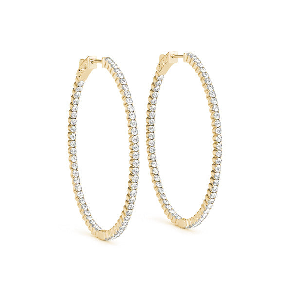 14K Yellow Gold Diamond Inside Out Hoops