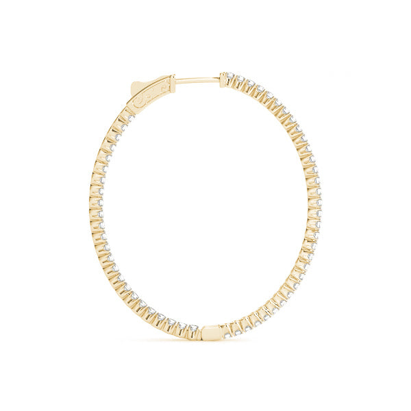 14K Yellow Gold Diamond Inside Out Hoops