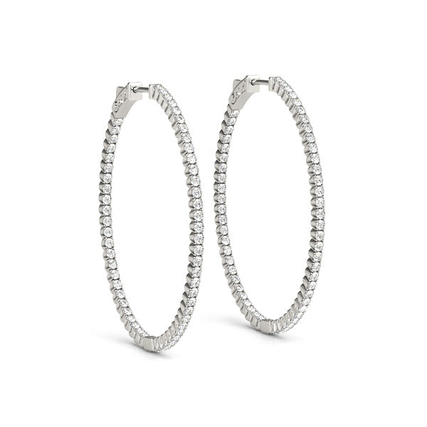 18K White Gold Diamond Inside Out Hoop Earrings