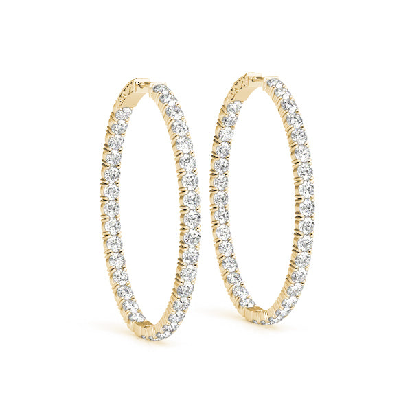 14K Yellow Gold Diamond Inside Out Hoop Earrings