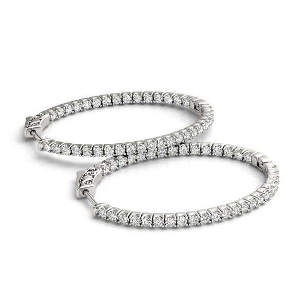 18K White Gold 3/8 ct Diamond Inside Out Hoop Earrings