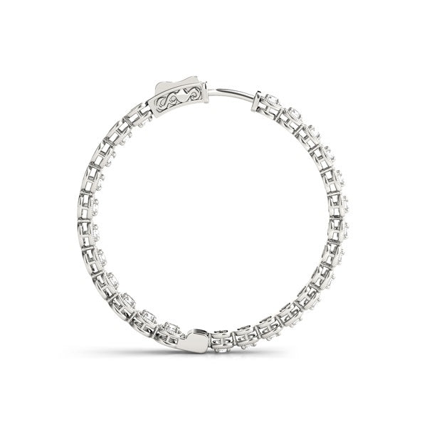 18K White Gold Diamond Inside Out Hoop Earrings