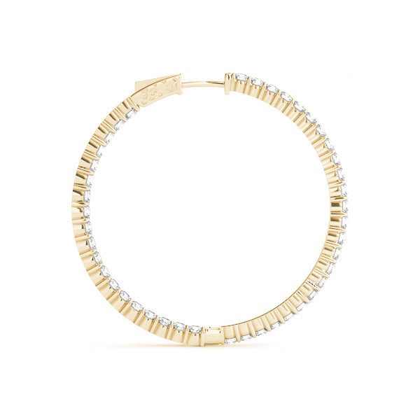14K Yellow Gold Diamond Inside Out Hoop Earrings