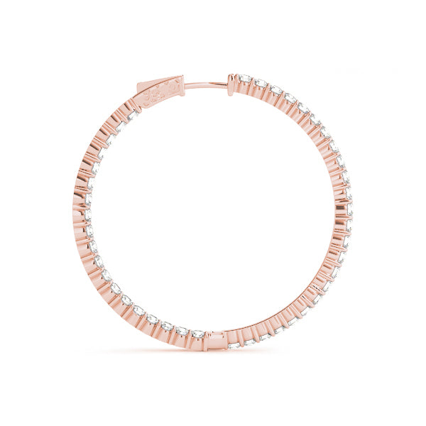 Rose Gold Diamond Inside Out Hoop Earrings 1/2 ctw