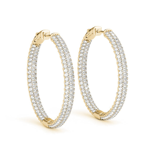 18K Yellow Gold Diamond Inside Out Hoop Earrings