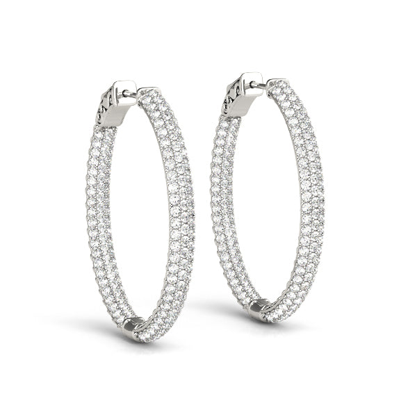18K White Gold Diamond Inside Out Hoop Earrings