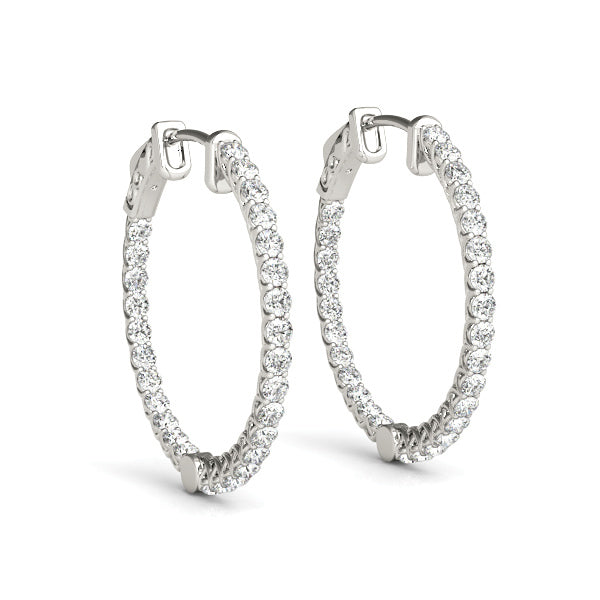 White Gold 3/8 ct Diamond Inside Out Hoop Earrings