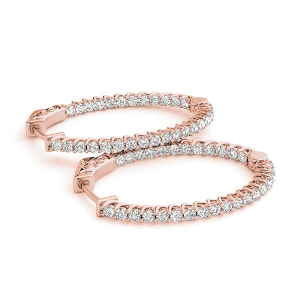 Rose Gold Diamond Inside Out Hoop Earrings