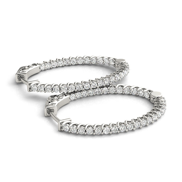 18K White Gold Diamond Inside Out Hoop Earrings