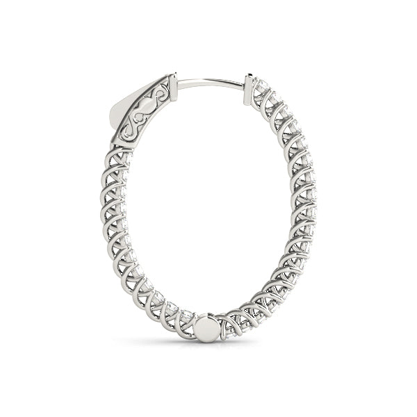 18K White Gold Diamond Inside Out Hoop Earrings