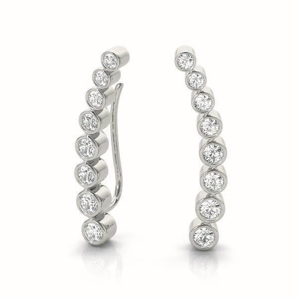 18K White Gold Round Diamond Fashion Earrings