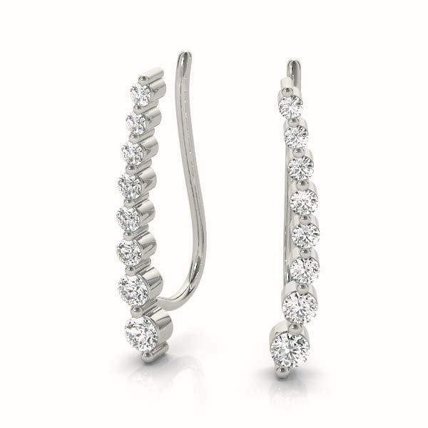 14K Gold Round Diamond Climber Earrings