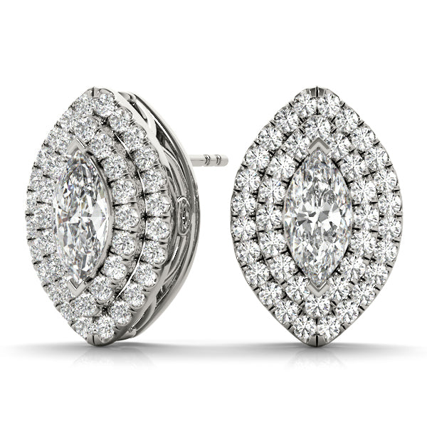 Diamond Halo Round Earrings