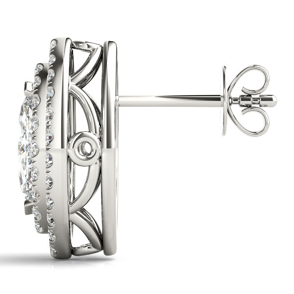 Diamond Halo Round Earrings