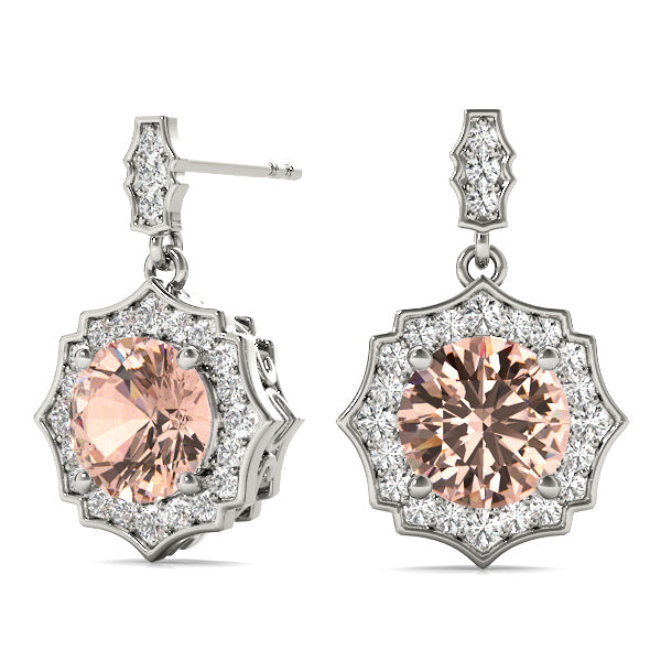 18K White Gold Round Diamond Fashion Earrings