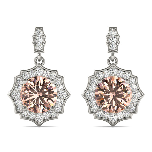 14K White Gold Round Diamond Fashion Earrings