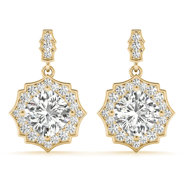 14K Yellow Gold Diamond Halo Stud Earrings