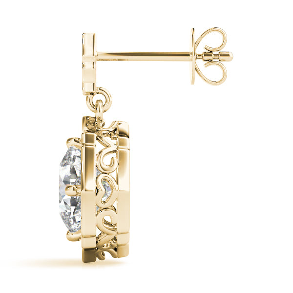 14K Yellow Gold Diamond Halo Stud Earrings