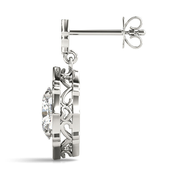 18K White Gold Oval Diamond Halo Earring Set
